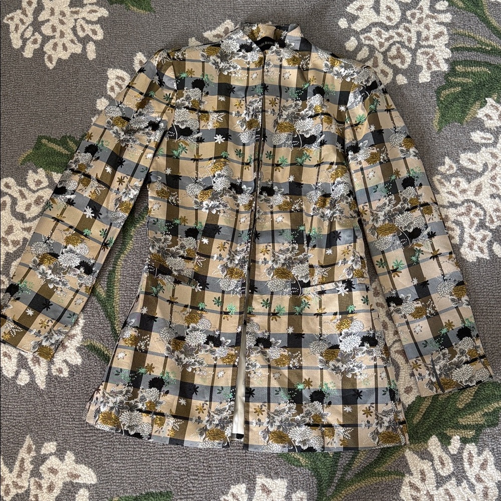 ZARA XS Palms Gold Print Jacket